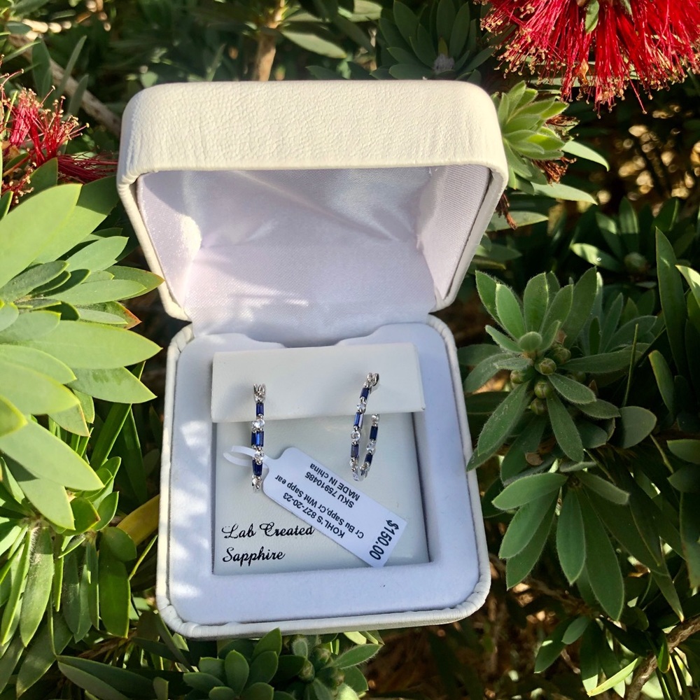 NWT Lab Created Blue/White Sapphire .925 Earrings